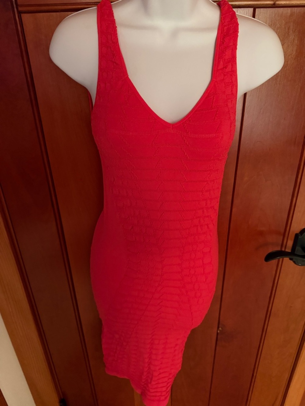 bebe Red Textured Midi Dress